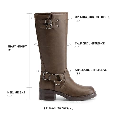 DREAM PAIRS Women's Knee High Boots Combat Boots Goth Boot Lace Up Adjustable Buckles Chunky Low Heel Fall Booties with Side Zipper to Put on and off thumbnail 4