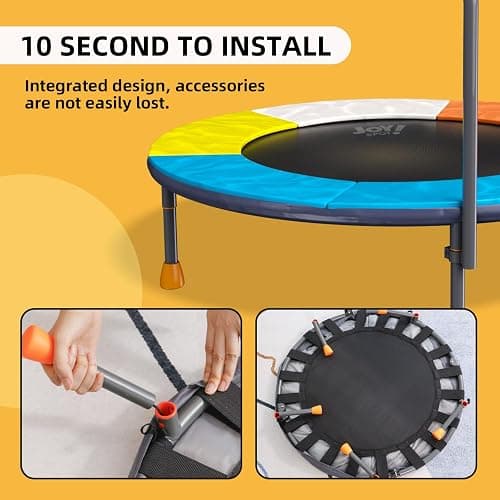 3FT Foldable Trampoline for Kids - 36” Mini Small Trampoline with Handle Bar, Height-Adjustable, Max Load 100LBS, Ideal for Toddler Baby Jumping Mats & Outdoor Workout Adventures - 36" Toddler Trampoline thumbnail 7
