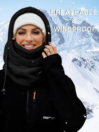 VELAI Balaclava Fleece Ski Mask for Men Women Winter Face Masks Windproof Hooded Scarf Cold Weather Hat Neck Warmer thumbnail 2