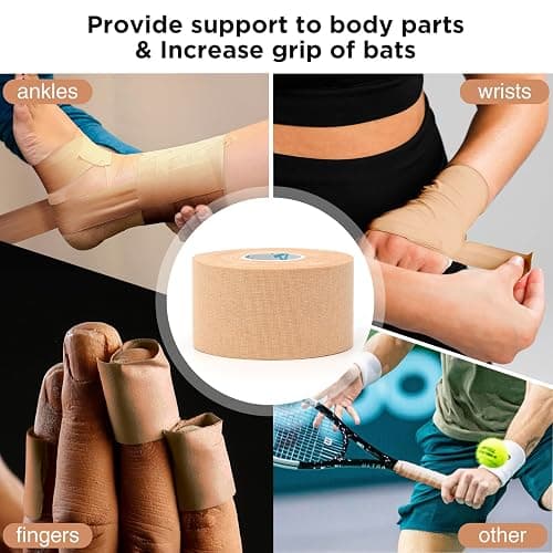 OK TAPE 4 Rolls Athletic Tape, Sports Tape for Injuries, Rigid, Easy Tear Medical Tape, Wrist Tape, No Sticky Residue | Secure Ankle, Finger, Knee- 1.5inch x 11yards (Beige) thumbnail 6