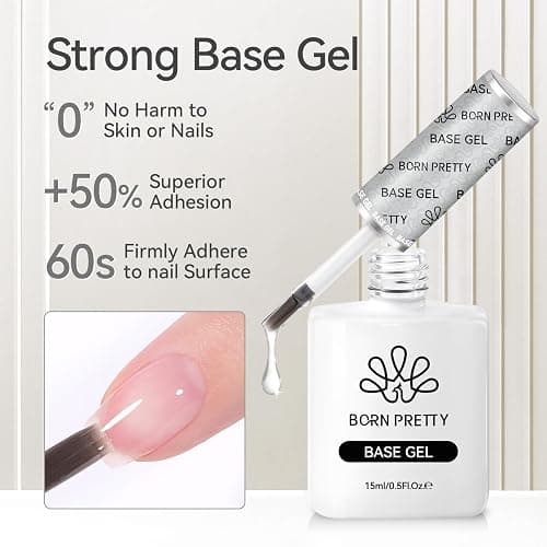 Born Pretty Gel Top Coat,15ml Gloss Base and Top Coat Set, No Wipe Super Top Gel Not Chip or Peel and Long Lasting Base Gel Top Gel for Nail Art thumbnail 3