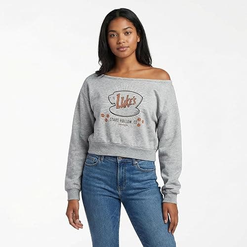 Ripple Junction Gilmore Girls Women's Crop Top Long Sleeve Sweatshirt Luke's Diner Stars Hollow Coffee Officially Licensed thumbnail 2