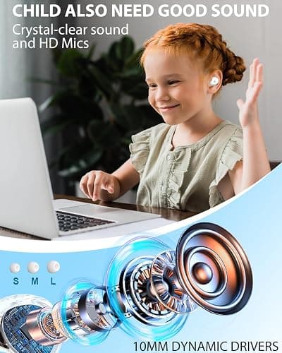 COOTIMOCK Wireless Earbuds for Kids, Built with Mic, 85dB Safe Volume, Light Weight, Bluetooth 5.3, IPX6 Waterproof, Passive Noise Cancelling, Girls Boys Teen Earbuds for School Travel, Panda thumbnail 6