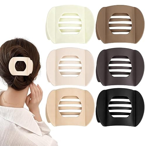 Obeoby 6 Pcs Flat Hair Clips for Women, Medium Flat Claw Clips French Hair Barrettes Accessories Hair Claws for Medium Hair Volume Stocking Stuffers - Image 1