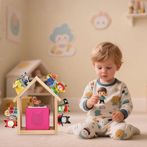 for Tonies Shelf, Compatible with Toniesbox 1 and Toniesbox 2 Tonies Magentic Wall Shelf for Creative Tonies Figures 12-40 Characters Wooden Tonie Storage Shelves for Kids Play Room(House Shape) thumbnail 2