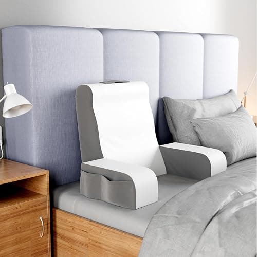 Kölbs Reading Pillow, Full Support Comfort Solid Foam, Back Cushion for Bed Sitting Up TV Book Gaming - Back Support Backrest Use on Mattress or Sofa (Grey/White, Tall) thumbnail 2