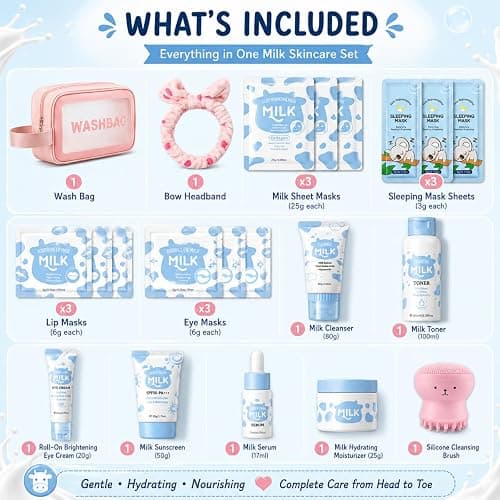 Milk Skin Care Set for Kids Teens Birthday Gifts, Skin Care for kids 10-12 | Skincare for Girls 10-12, Kids Skin Care Set for Kids Ages 8-12, Travel Kit & Skin Care Gifts,Stuff for Girls 10-12 thumbnail 3