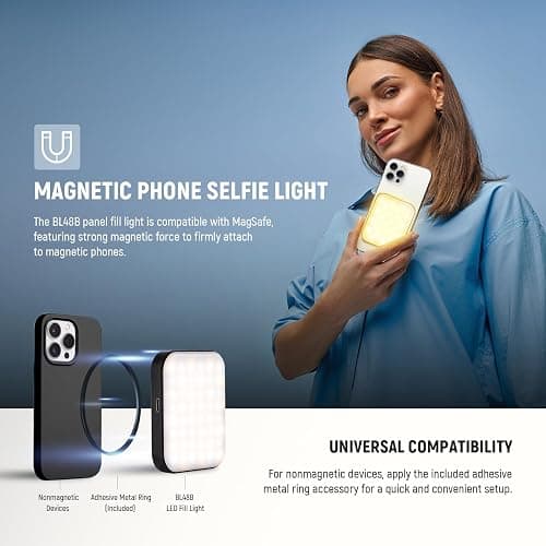 NEEWER BASICS Magnetic Selfie Light Compatible with MagSafe iPhone 16 15 Pro Max, Clip on Video Conference Lighting Fill Light for Computer Laptop Zoom Calls Live Streaming Outdoor Recording, BL48B thumbnail 2