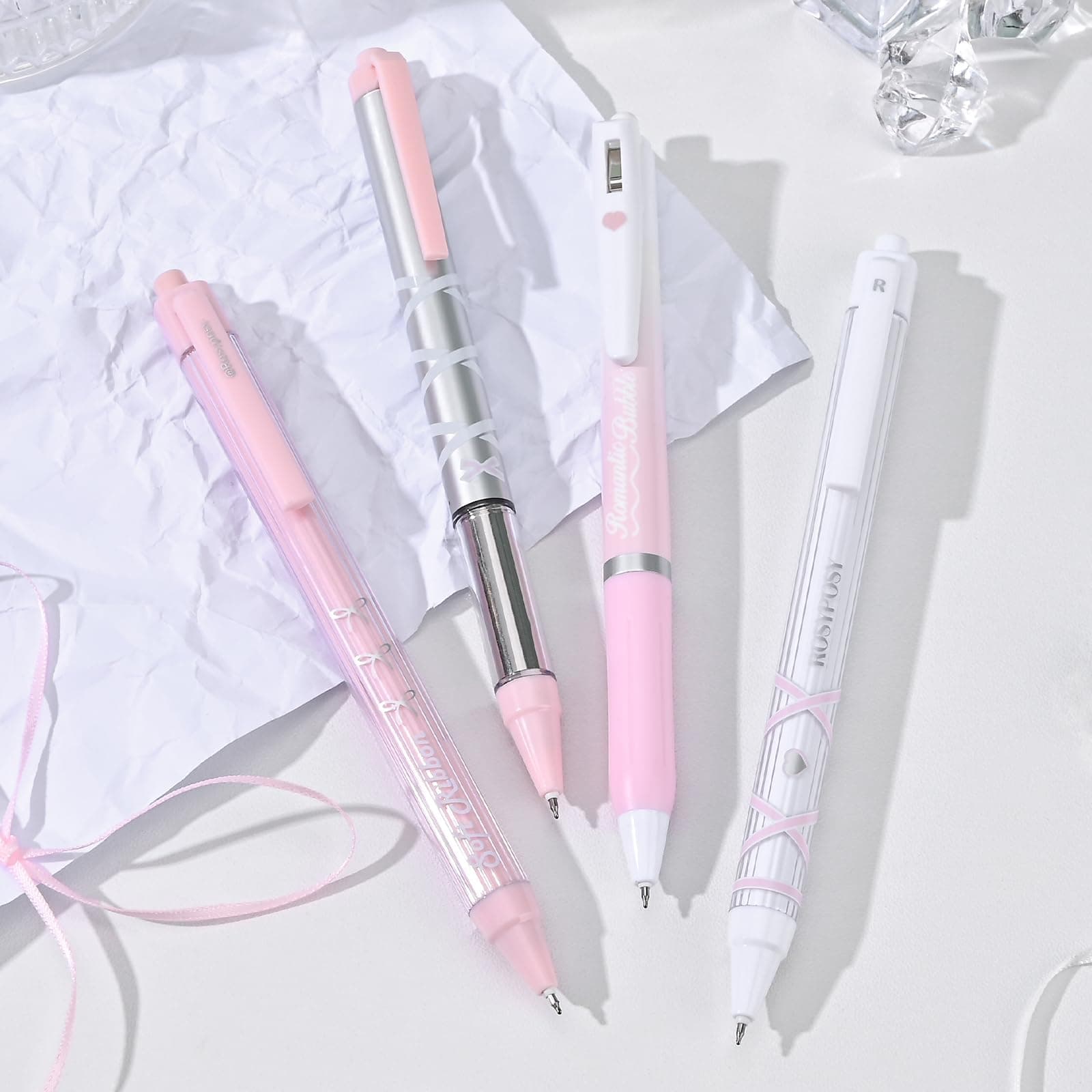 BAYTORY 8Pcs Gel Pens, Aesthetic Pens, Pastel Pen, Fine Point 0.5 mm Pens for Journaling, Retractable Quick Dry Black Ink, Smooth Writing for Office School Supplies (Pink Series) thumbnail 3