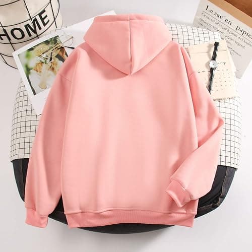 KEEVICI Pullover Sweatshirts for Women Cute Strawberry Cow Print Hoodie Casual Fuzzy Top thumbnail 5