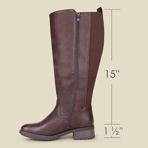 Chicblooms Women's Extra Wide Calf Knee High Boots with Side Zipper and Stretch Panel thumbnail 4