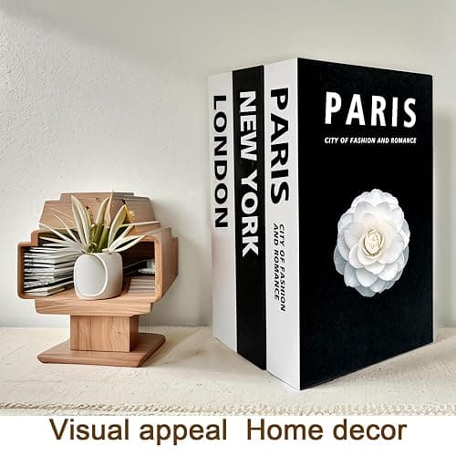 Decorative Books for Home Coffee Table Decor with Stylish Bookshelf and Office Living Room Black and White Fake Books for Decoration Faux Stack Book (Set of 3) thumbnail 6