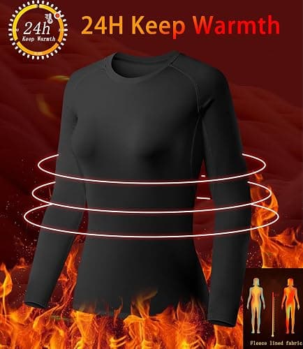 TELALEO 4 Pack Women's Thermal Shirts Fleece Lined Athletic Tops Long Sleeve Compression Workout Baselayer for Cold Weather thumbnail 4