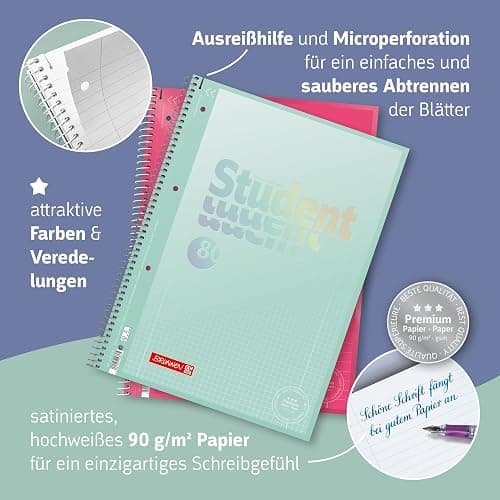 BRUNNEN Collegeblock Premium Student Colour Code | A4, Lineatur 27, 80 Blatt, onyx thumbnail 3