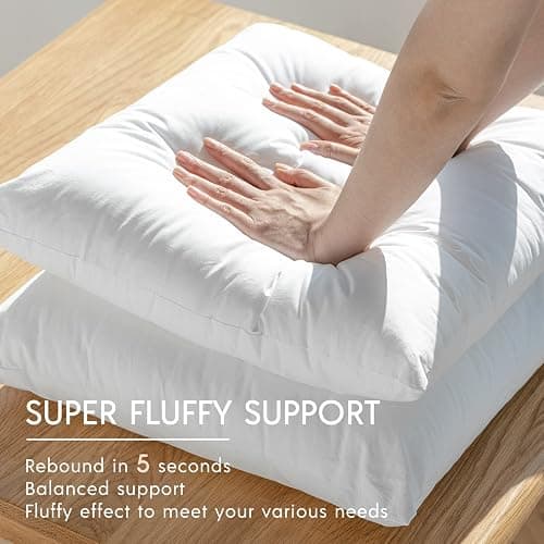 Phantoscope Premium Outdoor Pillow Inserts - Pack of 2 Square Form Water Resistant Polyester Throw Pillows, Couch Sham Cushion Stuffer, 18 X 18 inches thumbnail 5