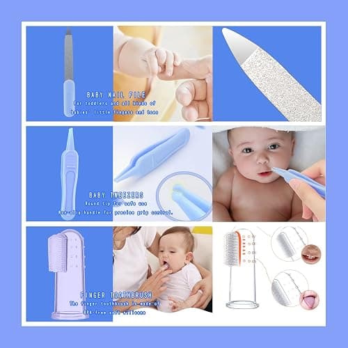 ZELINYE Baby Care Kits,Baby Grooming Kit,10 in 1 Newborn Essentials Must Haves,Baby Nail Clippers Baby Brush Baby Comb Earpick Nose Cleaning Tool Baby Nail File Nursing Baby Kit （Blue） thumbnail 7