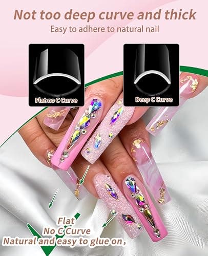 Cycullinyt 240Pcs Square Gel Nail Tips, Long Square Press On Soft Nails, 12 Sizes Full Cover Acrylic False Nail Tips for Beginner and Home Salon Nail Art DIY - Long Square thumbnail 4