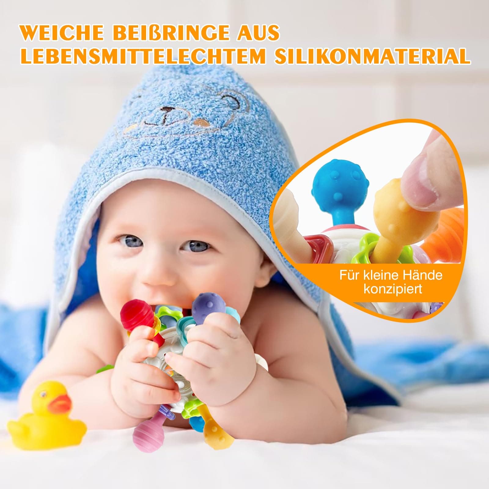 Montessori Teething Toy for Babies from 3 Months and Over 3 Months Sensory Rattle, Grab Ball, Silicone Baby Toy, Montessori Motor Skills Toy, Baby Gift from 0/6/9 Months - 1 Year thumbnail 4