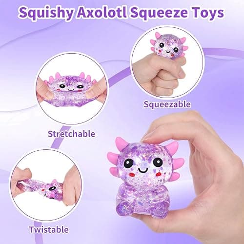 Nyktavos Purple Sitting Axolotl Squeeze Toy, Slow Rise Stress Relief Sensory Toy for Kids Adults, Cute Squeeze Anxiety Pressure Ball, Portable Calming Fidget Toy for ADHD Autism, Gift Box Packed thumbnail 3