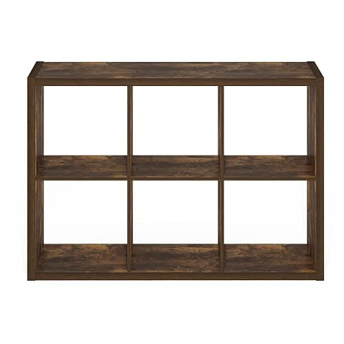 Furinno Cubicle 6-Cube Book Shelf, Extra Thick Frame Bookshelf, Amber Pine | 14.6" x 44" x 30", Horizontally & Vertically Reversible Bookcase with Open Back, for Living Room, Bedroom, Home Office thumbnail 12