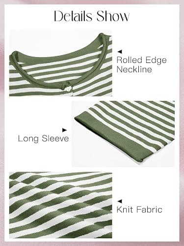 Saodimallsu Womens Striped Cardigan Casual Long Sleeve Open Front Button Down Loose Knit Lightweight Fall Sweaters thumbnail 6