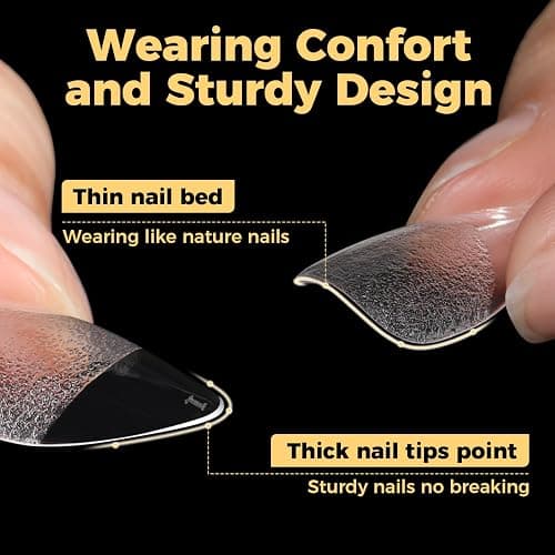 UNA GELLA Short Almond Gel Nail Tips, 600 Pcs Pre-Filed Short Nail Tips Almond Shape Half Matte Press On Nails 12 Sizes Full Cover Clear Fake Nails for Extension Home DIY Salon with Box thumbnail 5