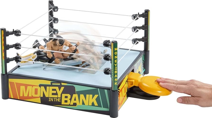 Mattel WWE Money in The Bank Cash-in Ring Playset with 2 Play Modes & 40+ Sounds & Phrases, Includes Launcher Crane, Ladders & Briefcase, 13-Inch x 20-Inch thumbnail 5