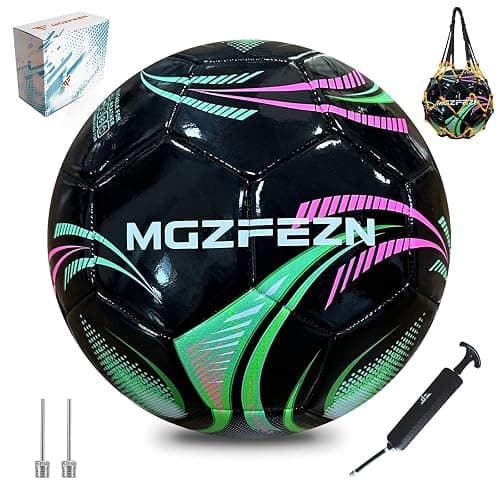 MGZFEZN Youth Soccer Ball Size 4, Kids Outdoor Play Game Training Practice Soccer Ball for Teen Boy Girl Indoor Outdoor with 1 Pump 1 Net Bag and 1 Gift Box - Image 1