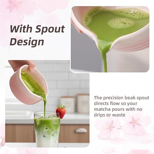 ECOLEMON 7-Piece Pink Matcha Set, 18oz Gradient Pink Sakura Matcha Bowl with Spout, Bamboo Whisk and Holder, Matcha Kit, Cute Macha Gift Set for Women & Matcha Lovers Starters, Mother's Day Gift thumbnail 4