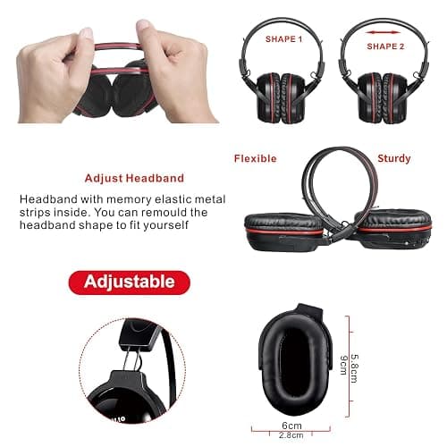 SIMOLIO 2 Pack IR Wireless Headphones for in Car TV Video Audio Listening, Not Bluetooth, 2 Channel Car DVD Headphones for Kids, Universal Infrared Headsets for Headrest Video System, AUX Cord thumbnail 4