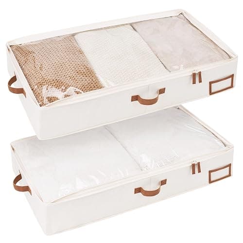 StorageWorks Large Under Bed Storage Containers with Handles and Label Holder, 2 Pack Ultra-thick Fabric Underbed Bins, Closet Organizer for Clothes, Blankets, Sweater - Image 1