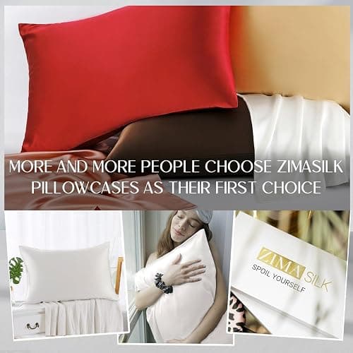ZIMASILK 100% Pure Mulberry Silk Pillowcase 2 Pack, Soft and Smooth,Both Sides Premium Grade 6A Silk,600 Thread Count,with Hidden Zipper (Queen 20''x30'',White) thumbnail 6