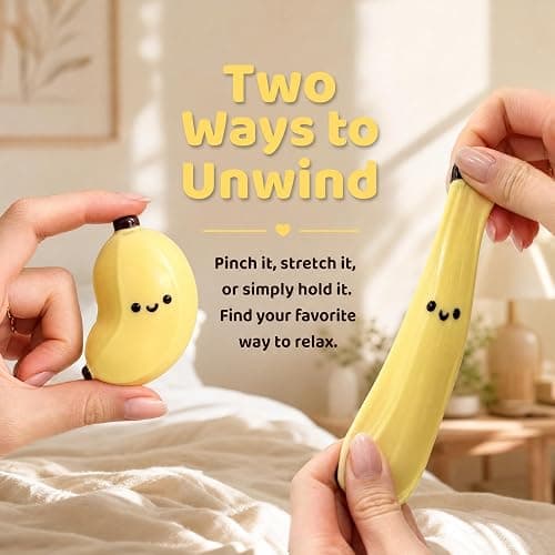 Taba Squishy,Stress Ball, Kawaii Squishies Silica Gel Toys,Stress Relieving Fur Ball OPP Packaging Gifts|Squishy Fidget Toys for Anxiety&Relaxation|Perfect Desk Accessory for Adults (Banana) thumbnail 2