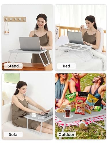 Lap Desk for Couch/Sofa/Floor, 5-Angle Adjustable Bed Desk with Foldable Legs &Cup Holder, Light Weight Bed Tray Table for Writing/Eating/Reading, Portable Laptop Stand for Adults, Kids thumbnail 5