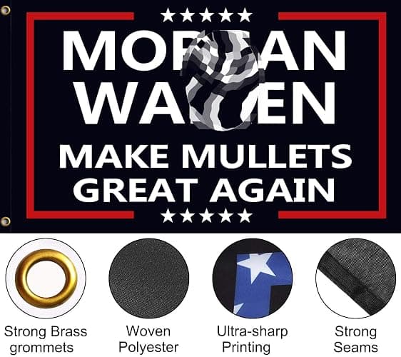 Make Mullets Great Again Flag-Mor-gan W allen Flag-3x5ft Cool Banner Funny Tapestry Parade Banner Indoor and Outdoor Decorations thumbnail 4