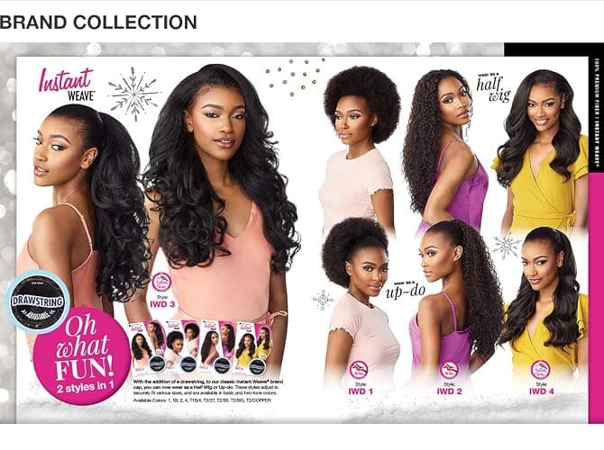 Sensationnel Instant Weave Half Wig - 3 Synthetic Blendwig Adjustable Drawstring for Seamless Hair Blending (2 DARKBROWN) thumbnail 4