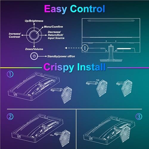 SANSUI Curved Monitor 24 inch 100Hz USB Type-C Computer Monitor with Built-in Speakers- MPRT 1ms,Adaptive Sync,HDR,1500R,VESA 75x75mm Compatible, for Home and Office(ES-24C1) thumbnail 9
