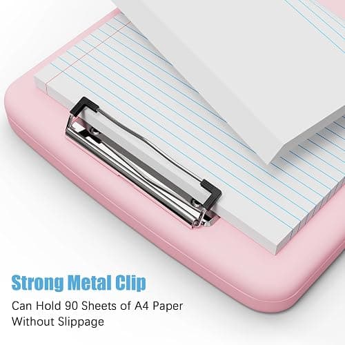 Hongri Clipboard with Storage with Pen Holder, Folder Nursing Clip Board 8.5 x 11 Foilo-Side Opening, High Capacity, Light Weight for Teachers, Classroom. Size 14 x 9.6 x 1.2 in(Pink) thumbnail 6
