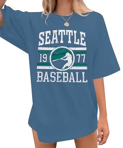 Baseball Shirt Women Oversized Game Day Fan T-Shirt Baseball Season Short Sleeve Tops - Image 1