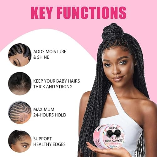 Edge Control Wax for Women Strong Hold - Edge Smoother Edge Wax Styling Gel Edge Control Wax for Black Hair - Rose & Castor Hair Oil for Hair Growth Strengthening Hair Oil Briad Bonnet Brush Set thumbnail 4