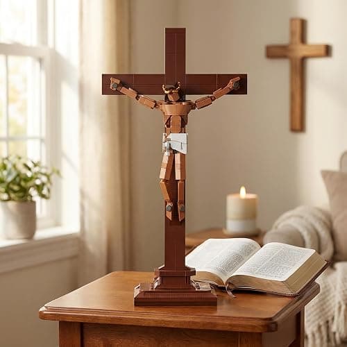 TLOEP Jesus Crucifix Building Set, Christian Cross Display Model (588 Pieces), Faith-Based Religious Decor Statue for Home & Office, Christian Gift for Easter, Lent & Confirmation thumbnail 8