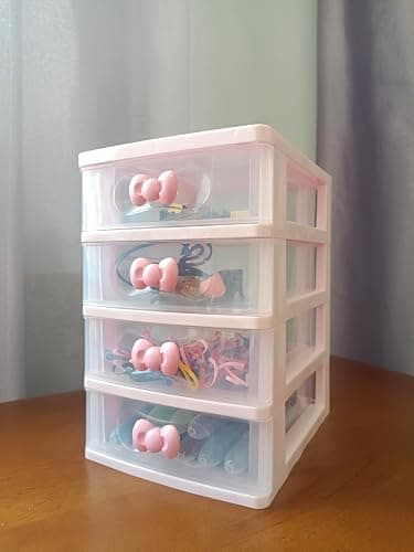 Lovely Pink Mini Receiving Storage Box With Multi-layers And Pink Bowknot Handle Gift for Mothers, Girls, Small Items Keeping Box (Four layers (7.06 x 5.22 x 8.05 inches)) thumbnail 2