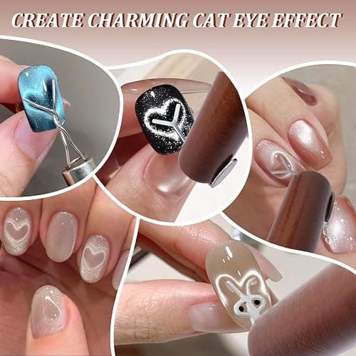 FOWSRHRG 3 in 1 Cat Eye Nail Magnet Set, Multifunctional Wooden Handle Nail Magnet, Heart Magnet for Nails, Rabbit Shape Cat Eye Magnet for Nails, Long Strip Magnets Tool for Nail Art DIY at Home thumbnail 6