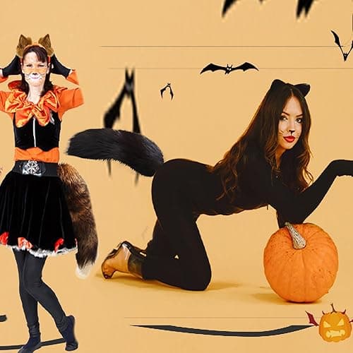 NWSTESLE Fuzzy Faux Fur Fox Wolf Tail for Cosplay Halloween Party Costume,Over 1 Years Old thumbnail 4