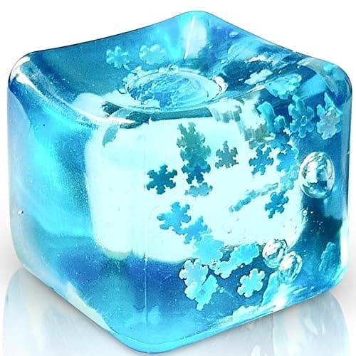 Stress Balls Ice Cube with Snowflakes Inside for Your Best Mellow and Chill, Snow Pieces Silent Nice Square Shape Anxiety Sensory Squishy Fidget Toy Slow Rise, Classroom Prizes, Calming Kids Adults - Image 1