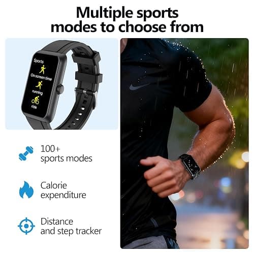 MOLOURK Fitness Tracker with Heart Rate, Blood Oxygen Sleep Monitor, 100+Sports Modes Smart Watches for Men Women, IP68 Waterproof, Activity & Step Tracker Watch for Android/iOS Phones (Black) thumbnail 3