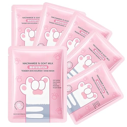 DWDiWen Hand Masks, 6 Pairs Hydrating Exfoliating Hand Peeling Mask, Smooth Hand Masks Moisturizing Gloves Overnight for Dry, Rough, Cracked Hands, Hand Skin Moisturizer Glove for Women Men(A - Image 1