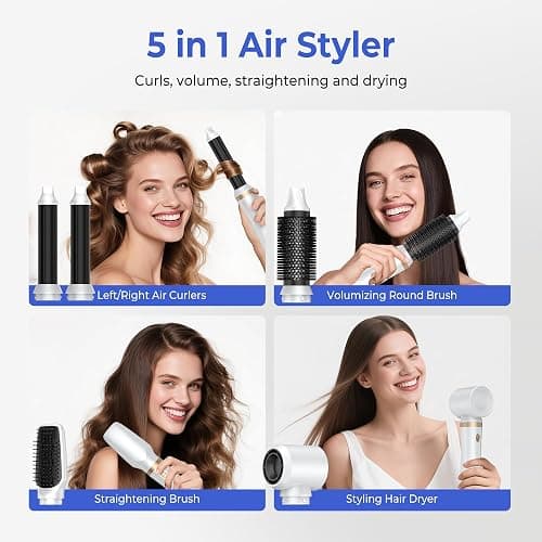 UMIGA Air Styler Set Magic Styler, Hair Styler 5 in 1, Hair Dryer Brush with Curl, Straighten, Volumise, Smooth and Hairdryer Brushes for Styling, Hot Hair Styler thumbnail 3
