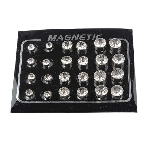 POFET 12 Pairs Crystal Studs Magnets Earrings No Piercing Ear Stud 4mm 6mm 7mm thumbnail 2