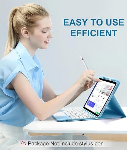 Harvopu Compatible for iPad 11th 10th Generation Case with Keyboard, Folio Cover with Pencil Holder, Multi-Touch Trackpad, 7 Color Backlit, Detachable Keyboard for iPad (A16) 11th/10th Gen (Sky Blue) thumbnail 7